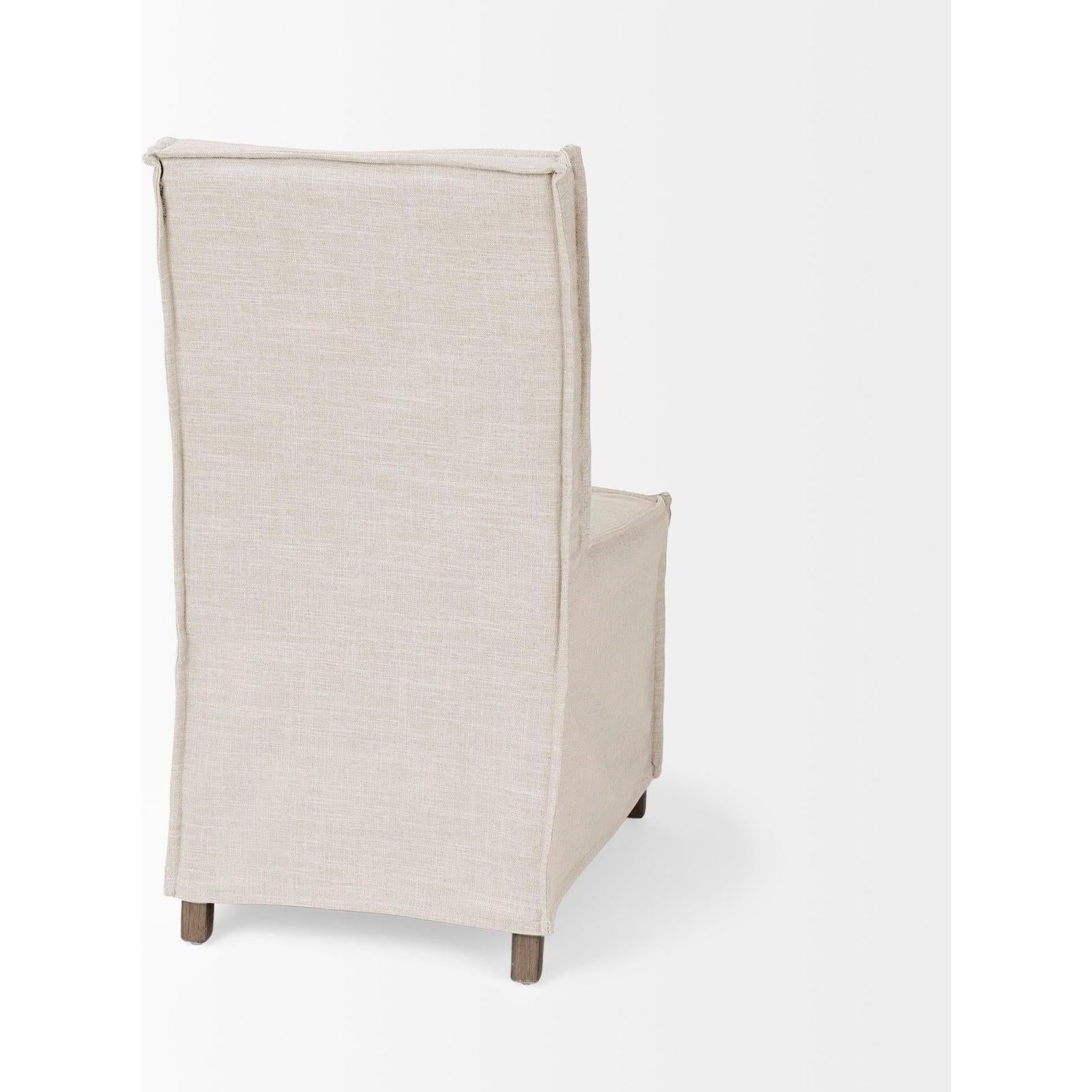 Mercana Elbert Fabric Slip-Cover Brown Wooden Base Dining Chair