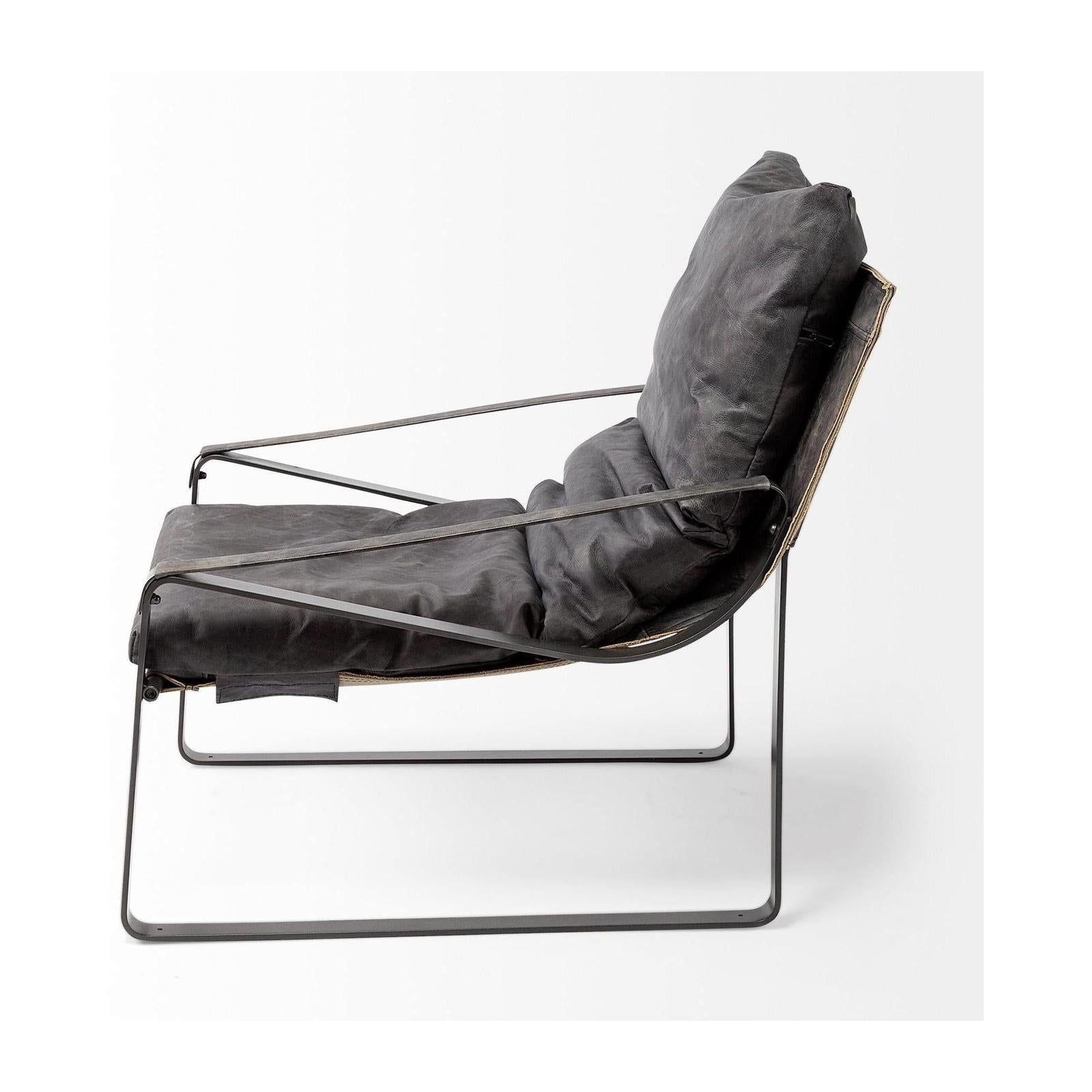 Mercana Hornet Leather Metal Frame Accent Chair