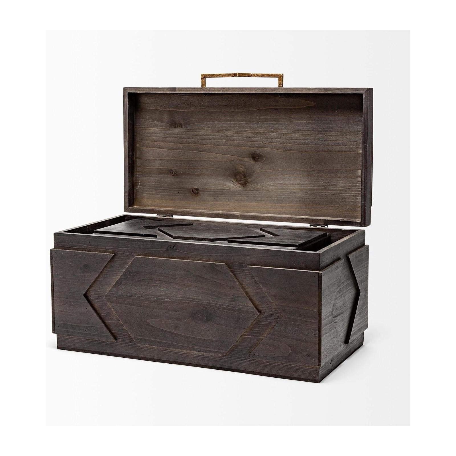Mercana Cassia Brown Wooden Boxes- Set of 2