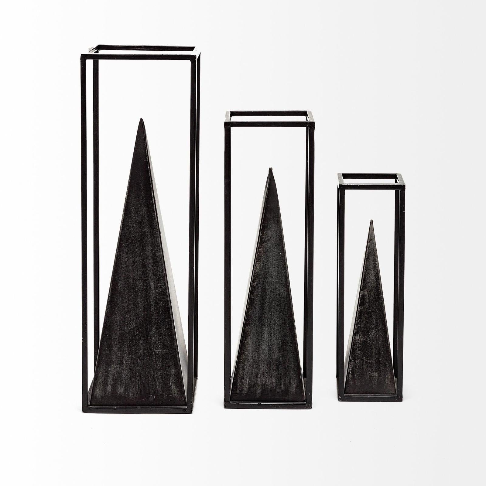 Mercana Memphis Black Metal Pyramid In A Square Frame