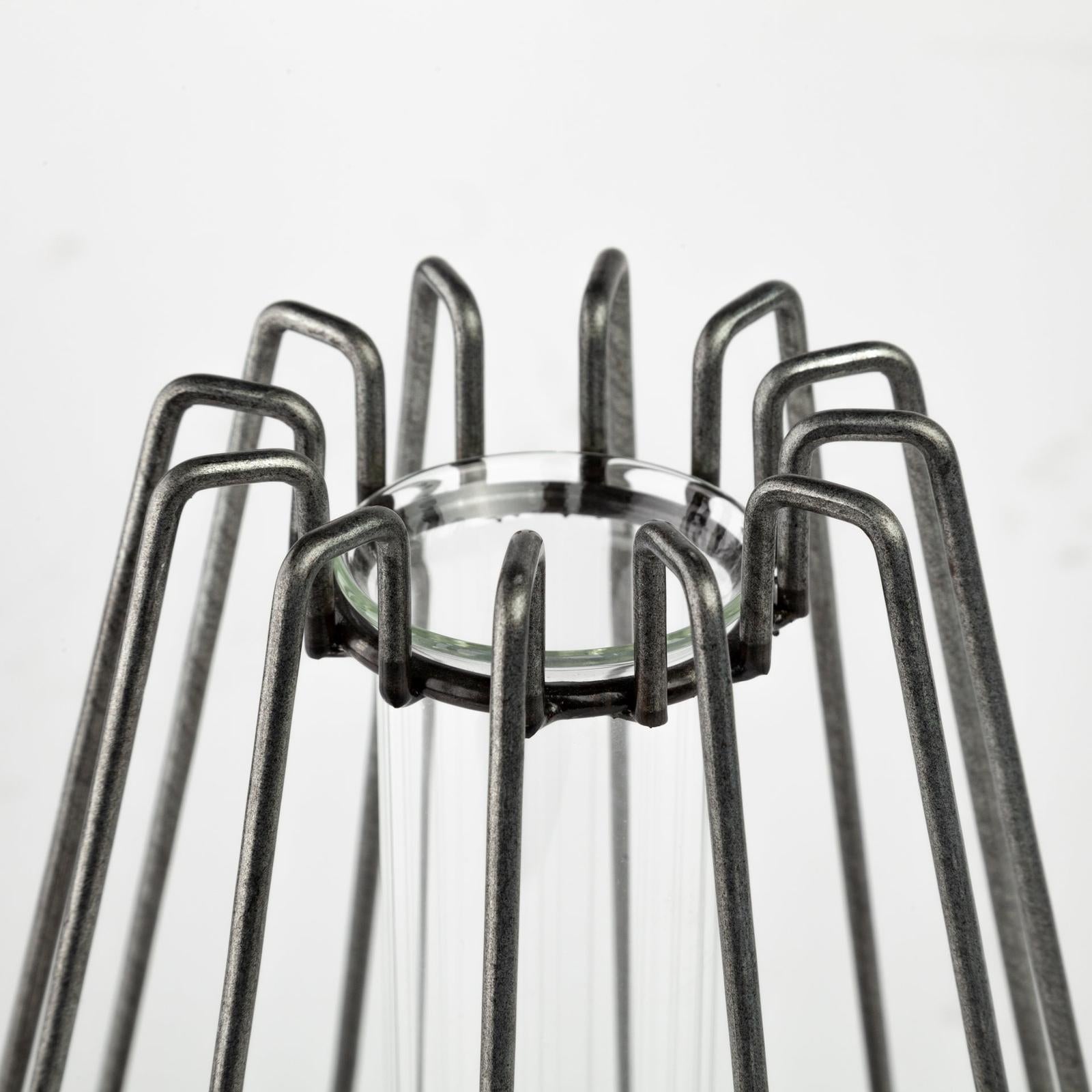 Mercana Madeline Large Gunmetal Gray Metal Glass Test Tube Vase Clearance