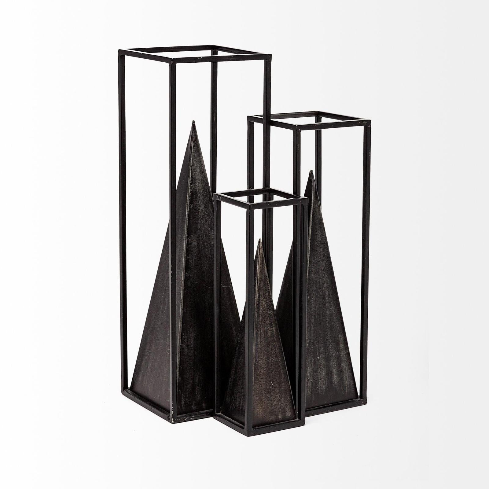 Mercana Memphis Black Metal Pyramid In A Square Frame