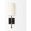 Mercana Bourgeois White Fabric Shade Brown Metal Base Wall Sconce