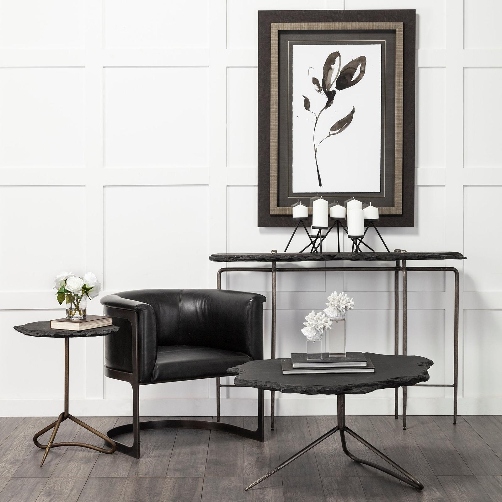Mercana Pinera Triangular Iron Base Accent Table