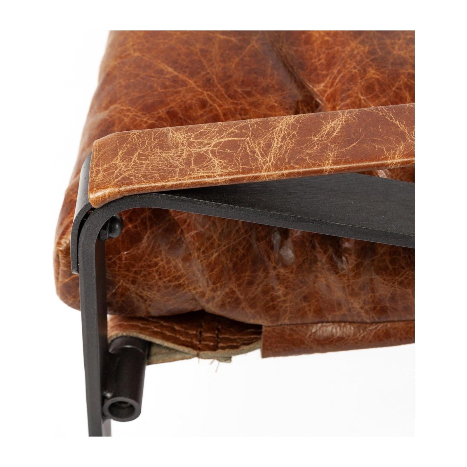 Mercana Hornet Leather Metal Frame Accent Chair