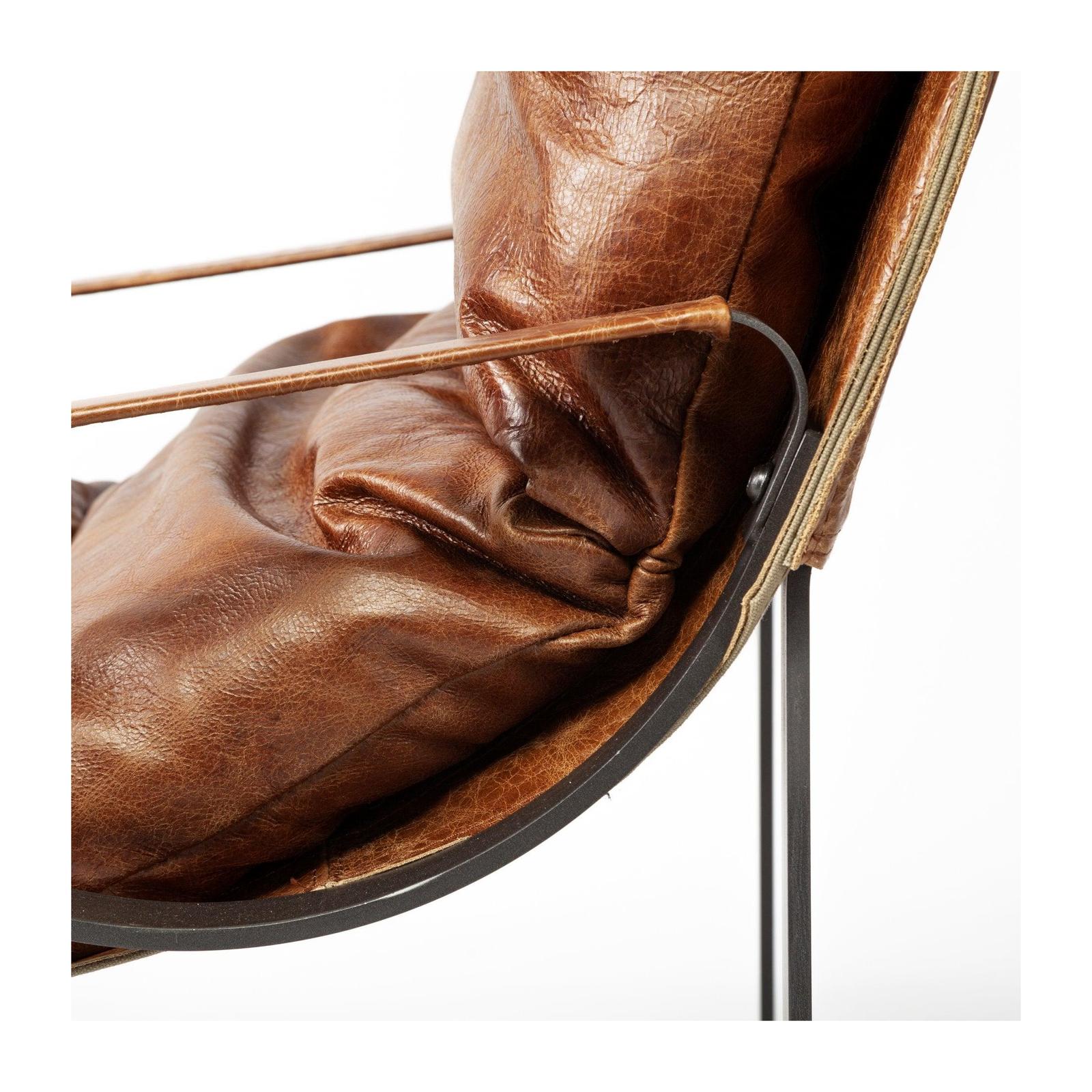 Mercana Hornet Leather Metal Frame Accent Chair