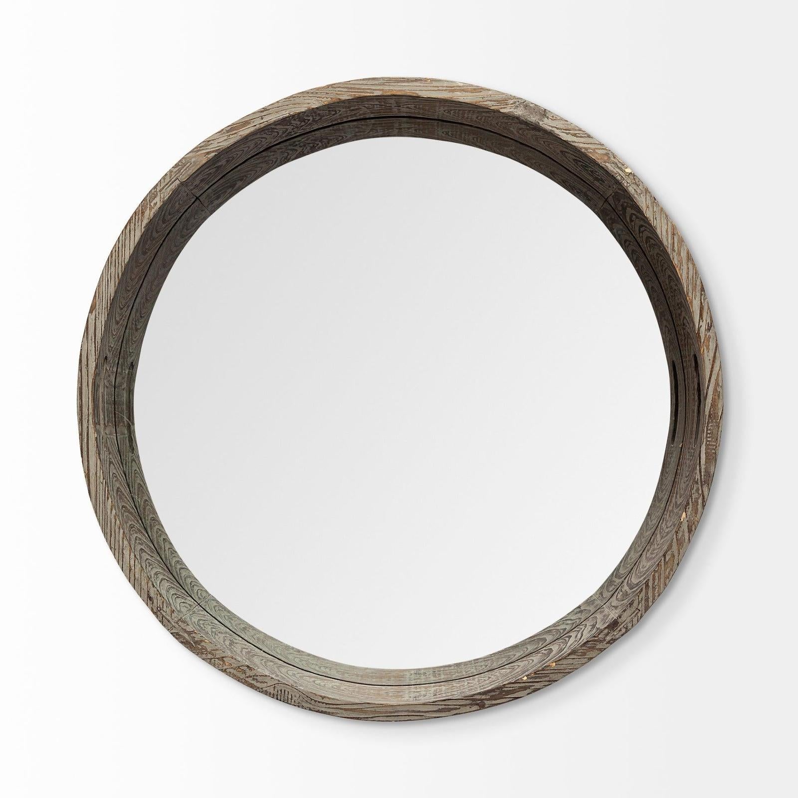 Mercana Whittier Brown Wooden Mirrored Base Tray Clearance
