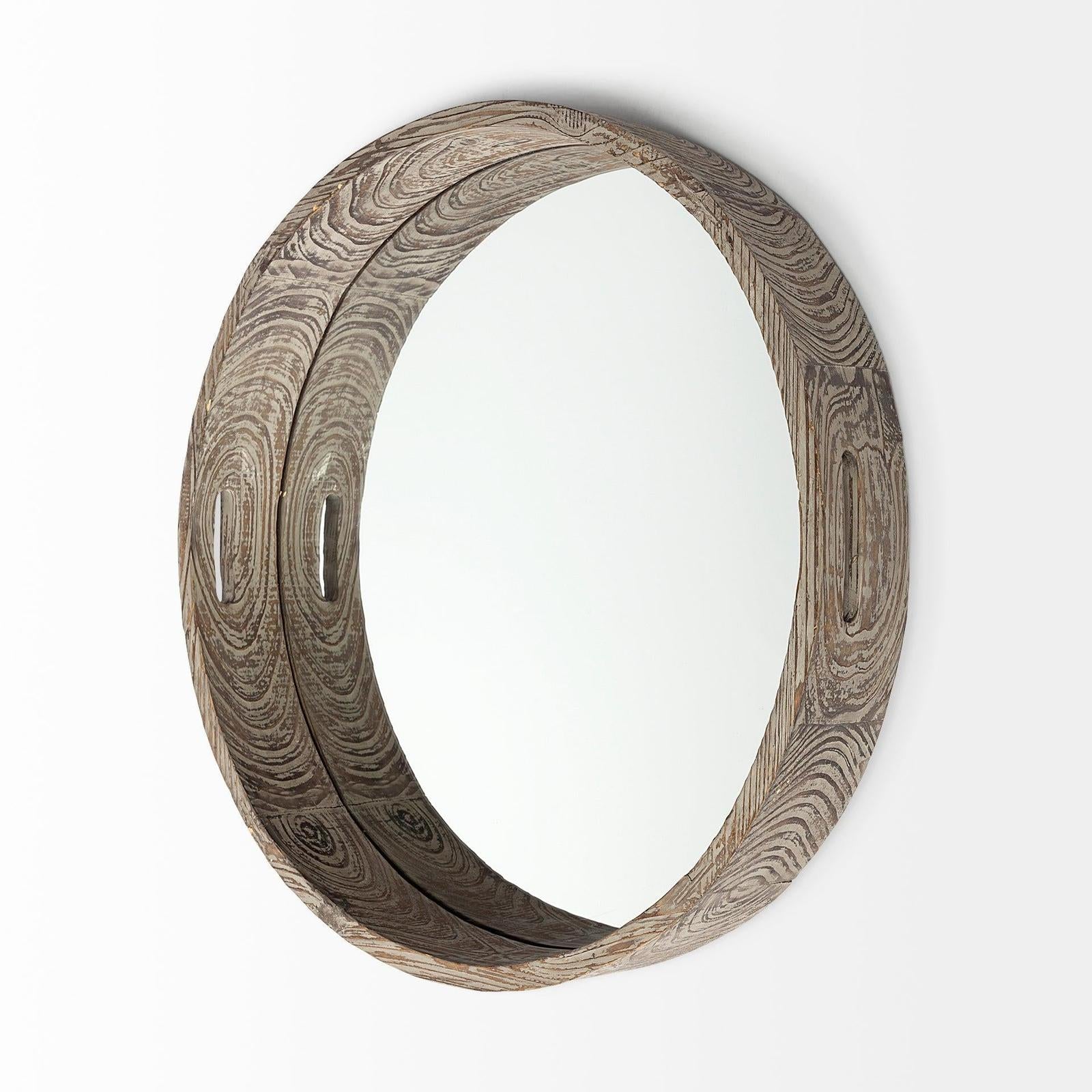 Mercana Whittier Brown Wooden Mirrored Base Tray Clearance