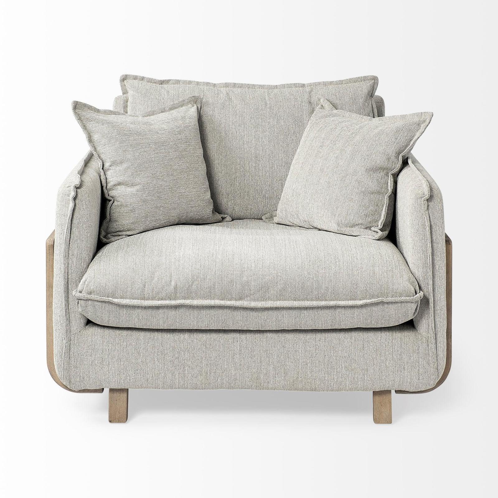 Mercana Roy Upholstered and Brown Wood Frame Arm Chair Clearance