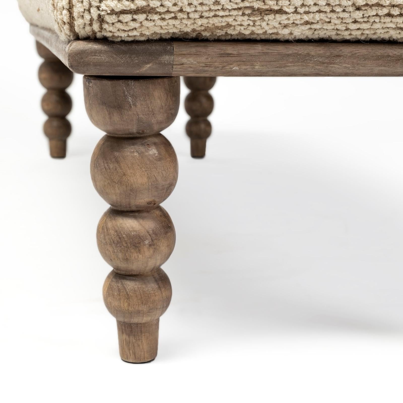 Mercana Alder II Cream Upholstered Seat Wooden Base Accent Bench