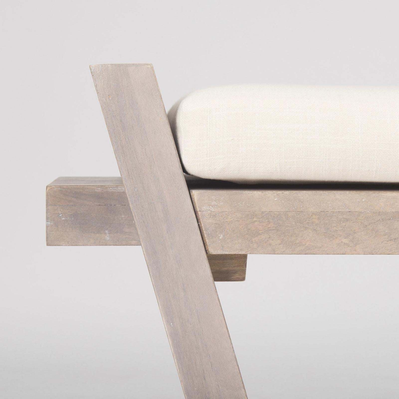 Mercana Elaine Brown Wood Upholstered Cream Seat Entryway Bench Clearance