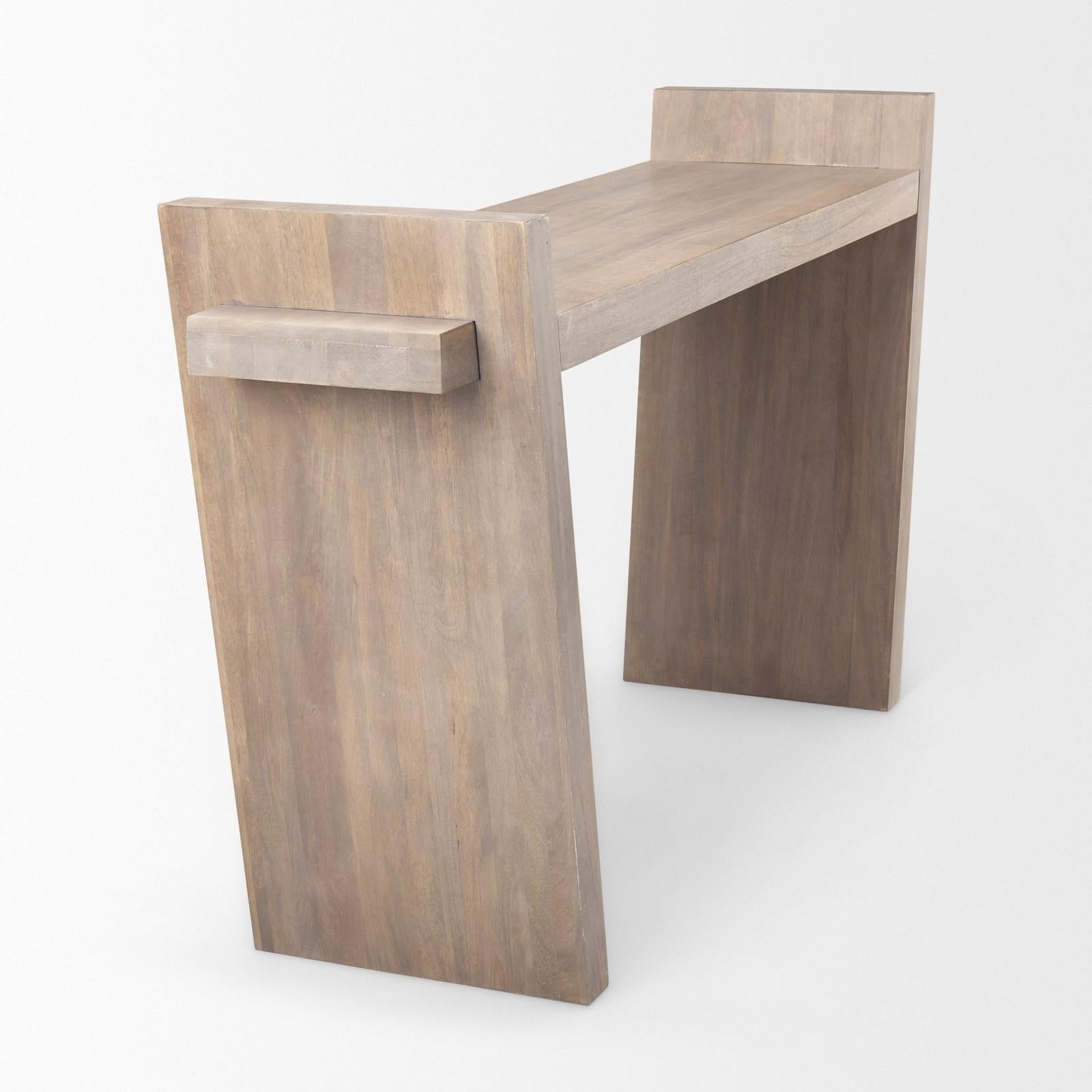 Mercana Elaine Brown Wood Angled Leg Console Table Clearance