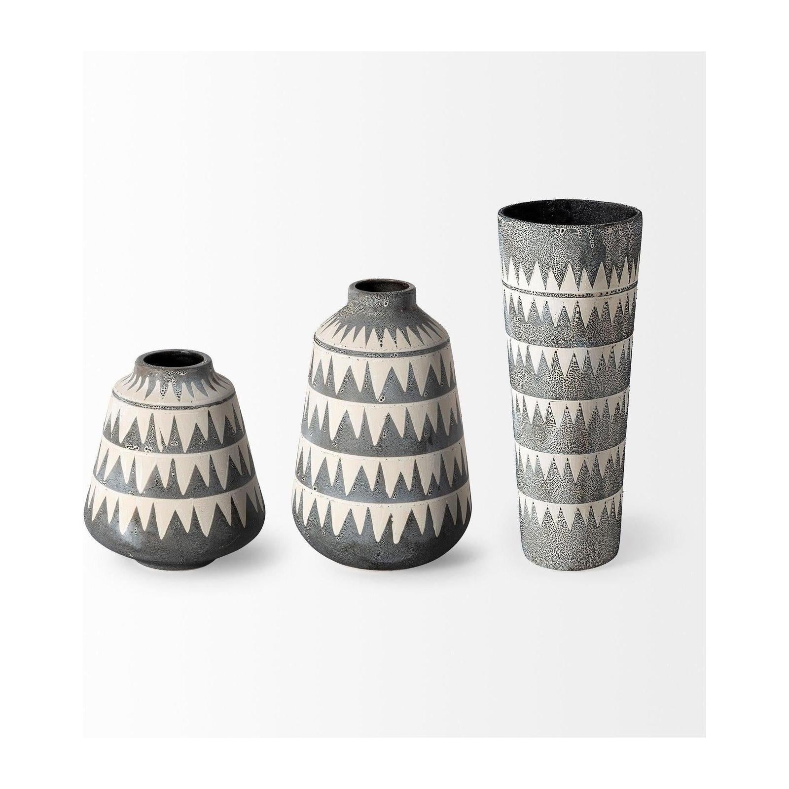 Mercana Delaney Large Gray Patterned Ceramic Vase Clearance