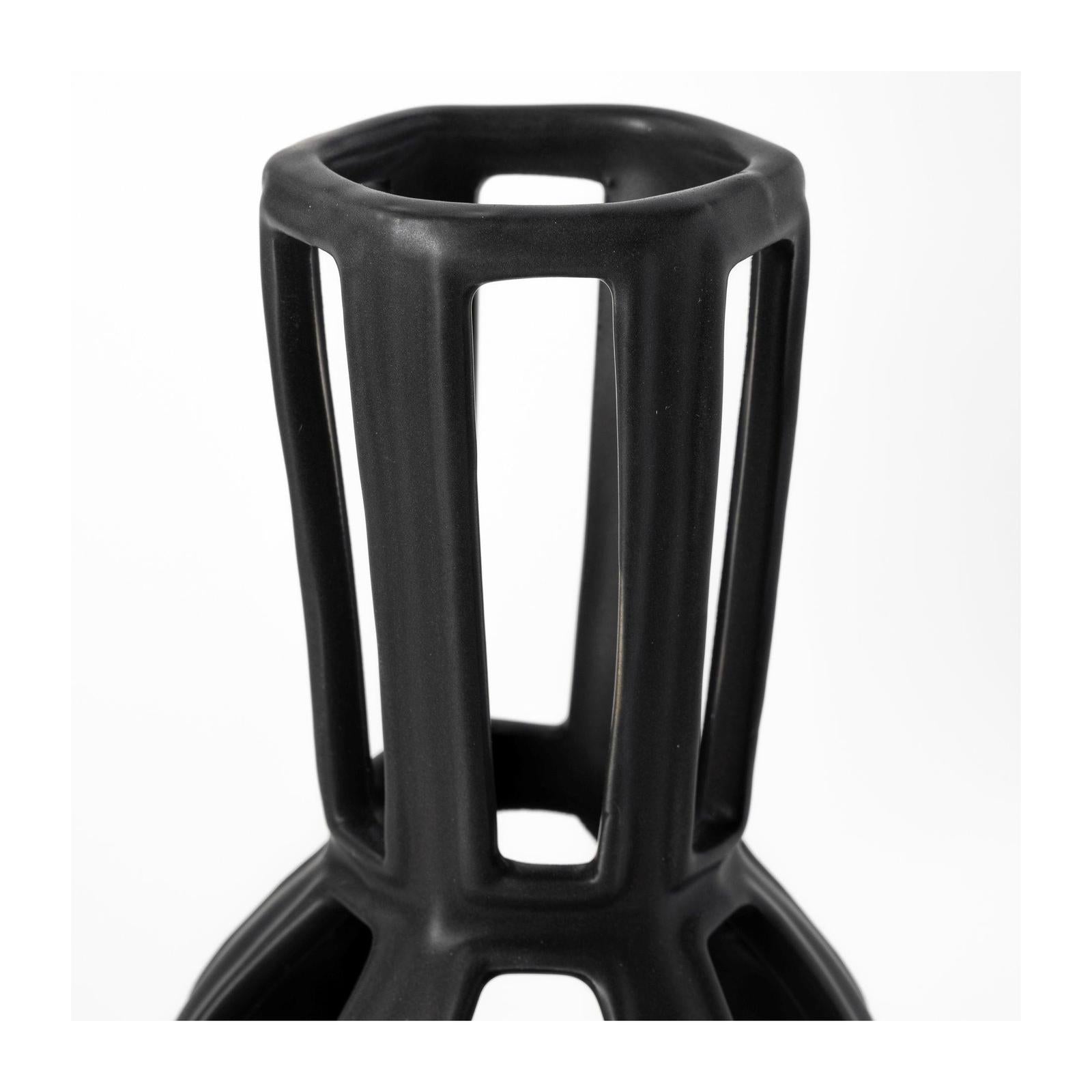 Mercana Brunel Black Drum-Shaped Ceramic Vase Clearance
