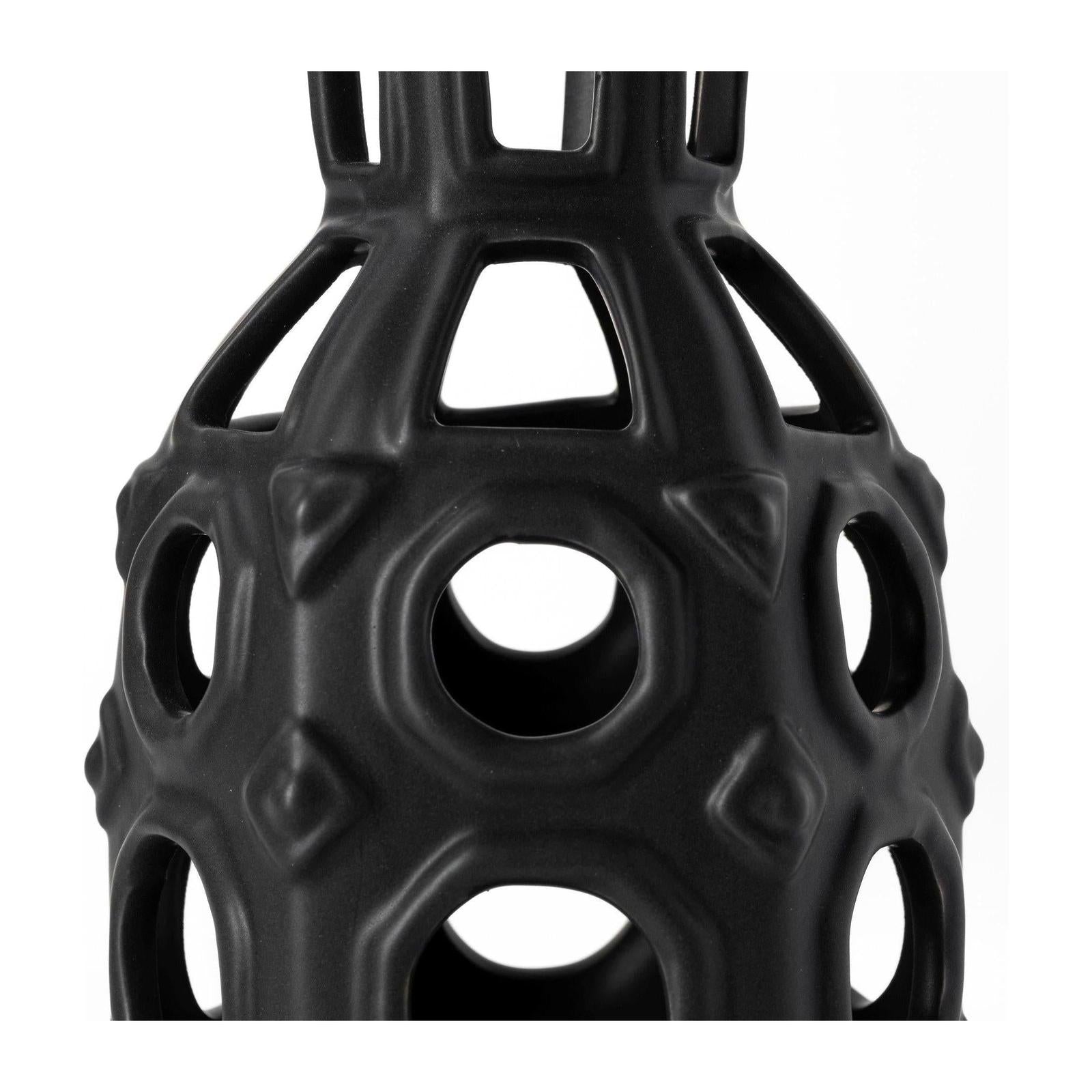 Mercana Brunel Black Drum-Shaped Ceramic Vase Clearance