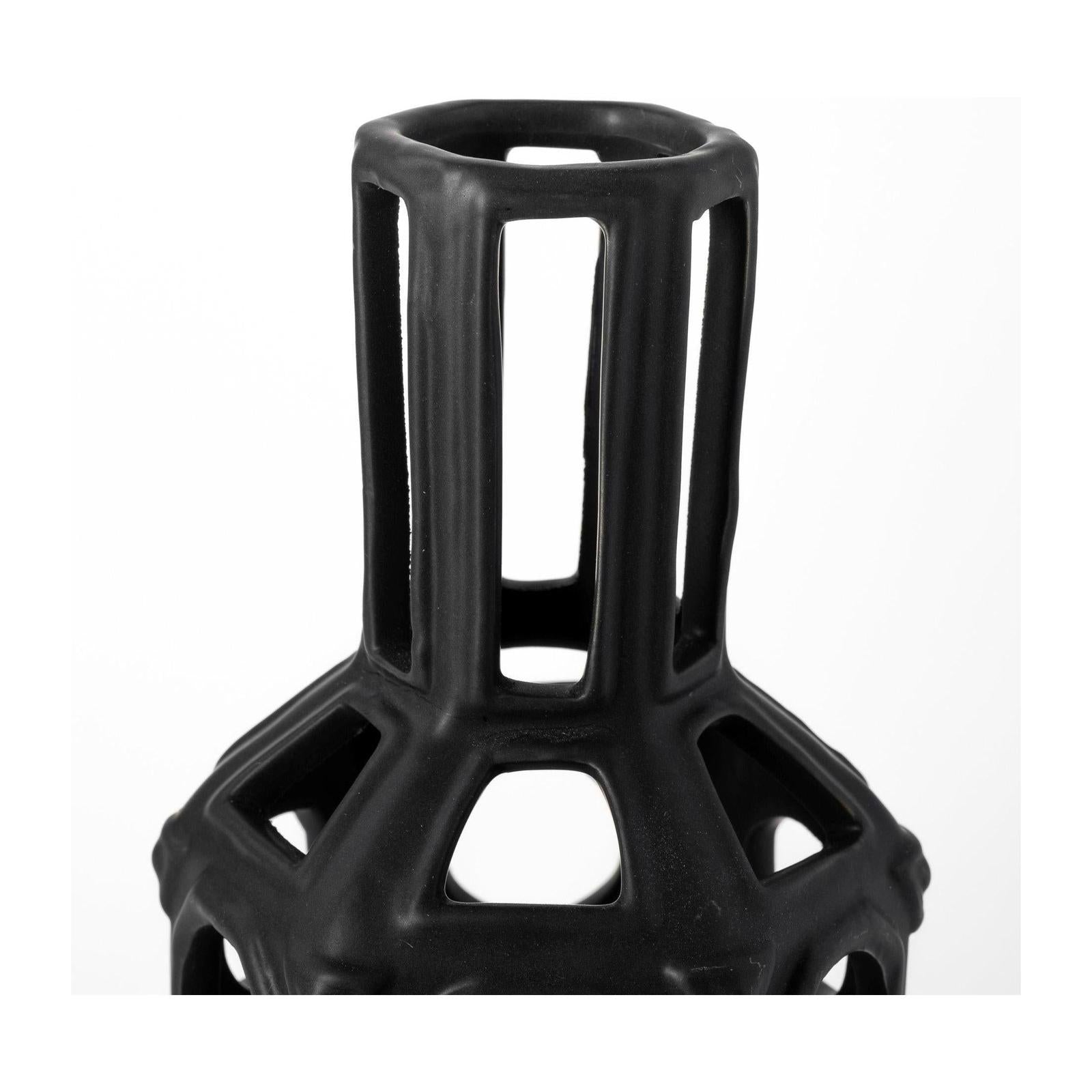 Mercana Brunel Black Drum-Shaped Ceramic Vase Clearance