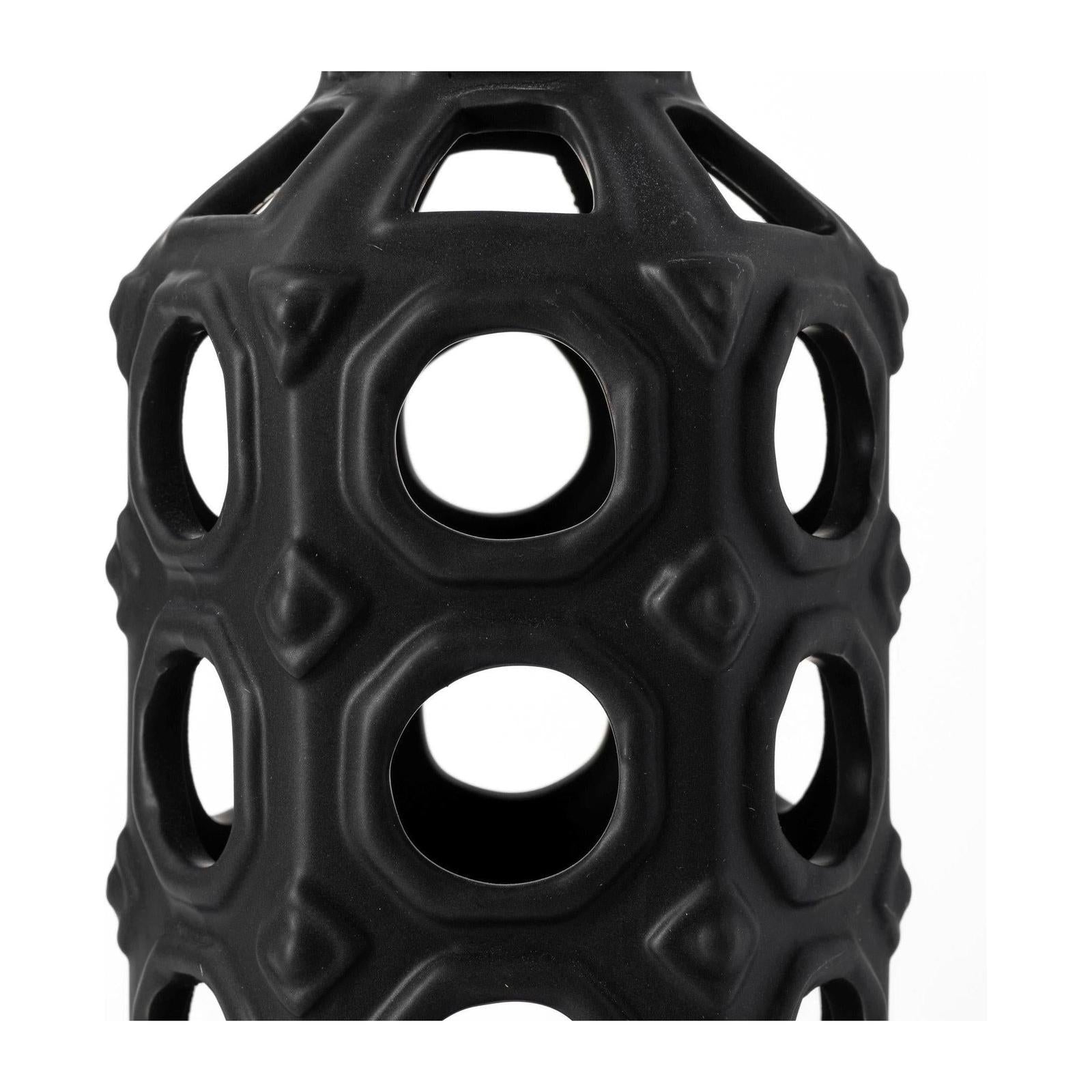 Mercana Brunel Black Drum-Shaped Ceramic Vase Clearance