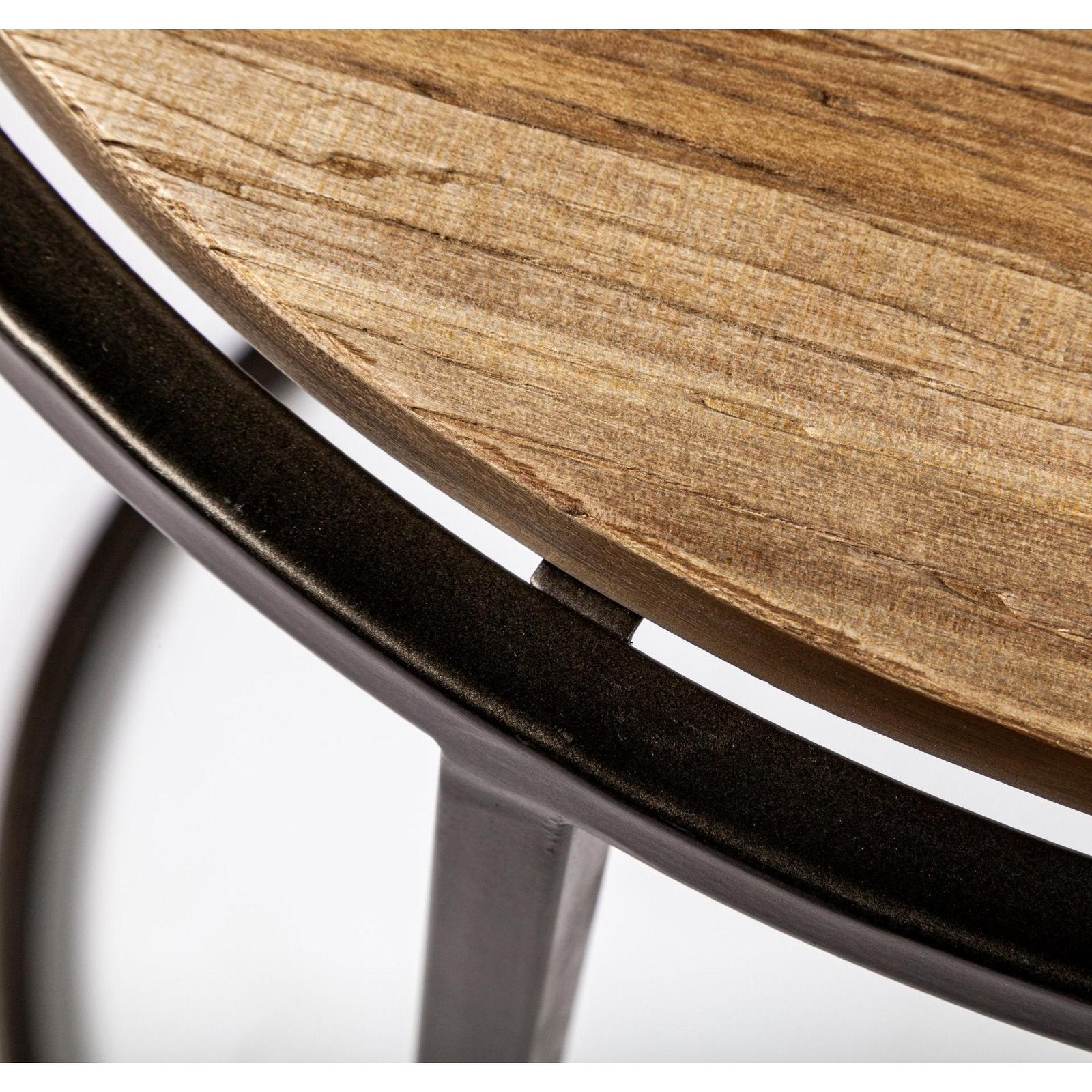 Mercana Glover Brown Wood Round Top W/Metal Nesting Accent Tables-Set of 3