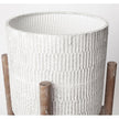 Mercana Groot Eggshell Ceramic Wooden Base Plant Stands - Set of 2