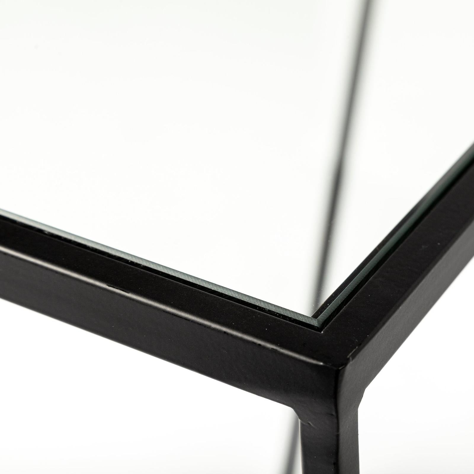 Mercana Arya Black Rectangular Glass Top Iron Frame Accent Table- Set of 2