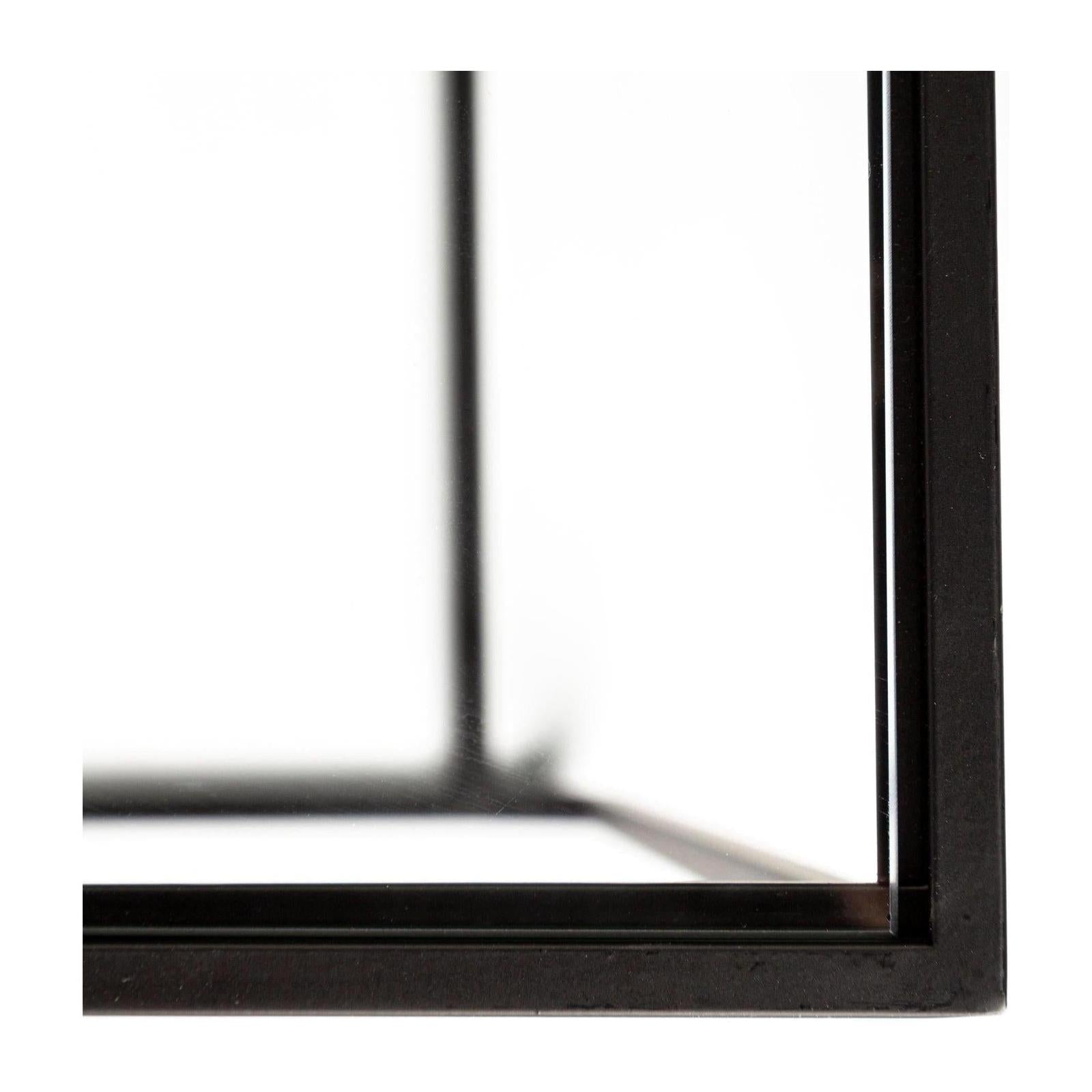 Mercana Arya Black Rectangular Glass Top Iron Frame Accent Table- Set of 2