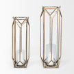 Mercana Ivy Gold Metal Geometric Cage Candle Holder Lantern Clearance