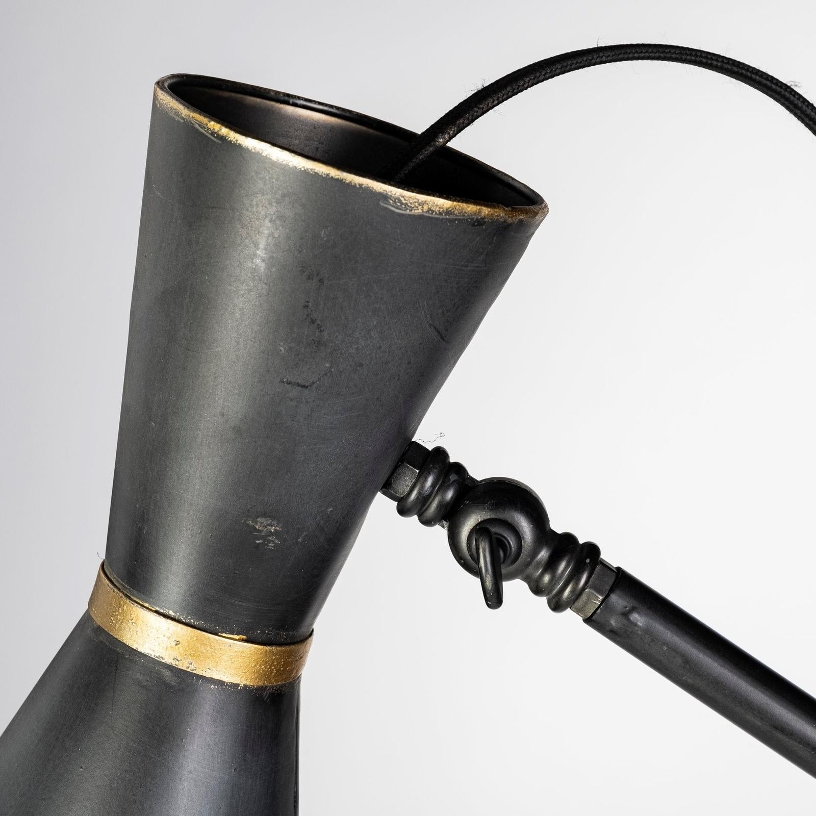 Mercana Eris Black/Brass Metal Cone Shade Floor Lamp