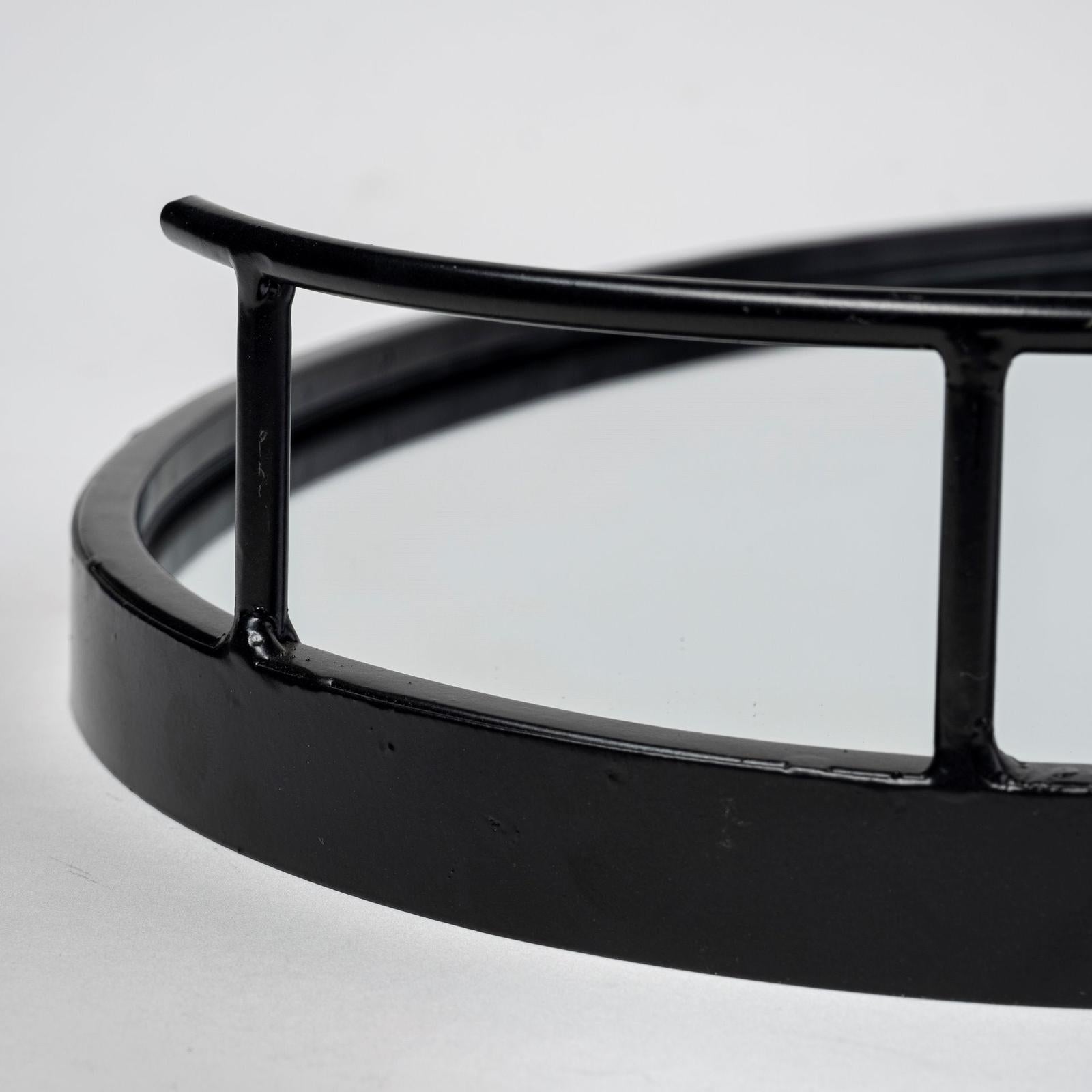 Mercana Ansel Black Metal Mirrored Bottom Oval Serving Tray