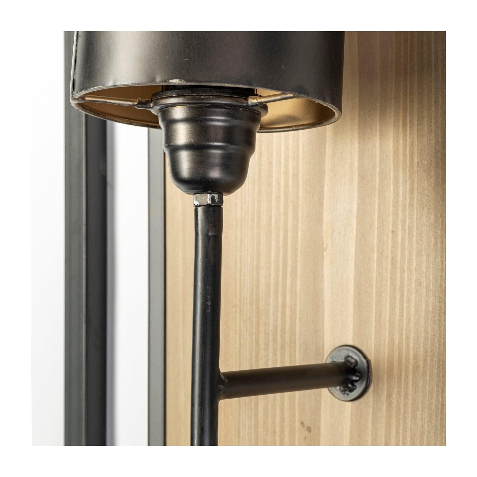 Mercana Cleo Black Metal and Wood Rectangular Wall Sconce Clearance