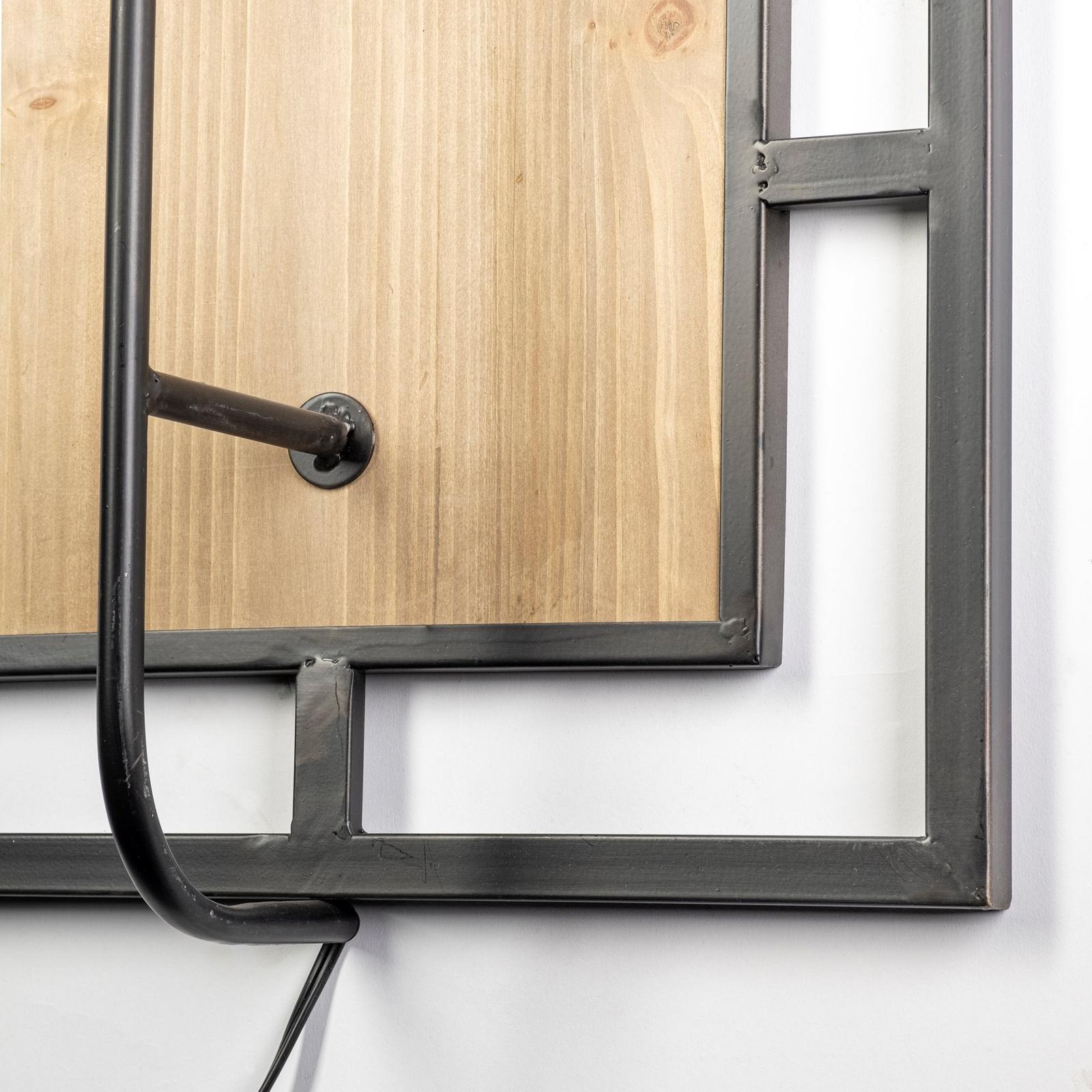 Mercana Cleo Black Metal and Wood Rectangular Wall Sconce Clearance