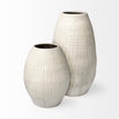 Mercana Reyan Pearl White Ceramic Striped Vase
