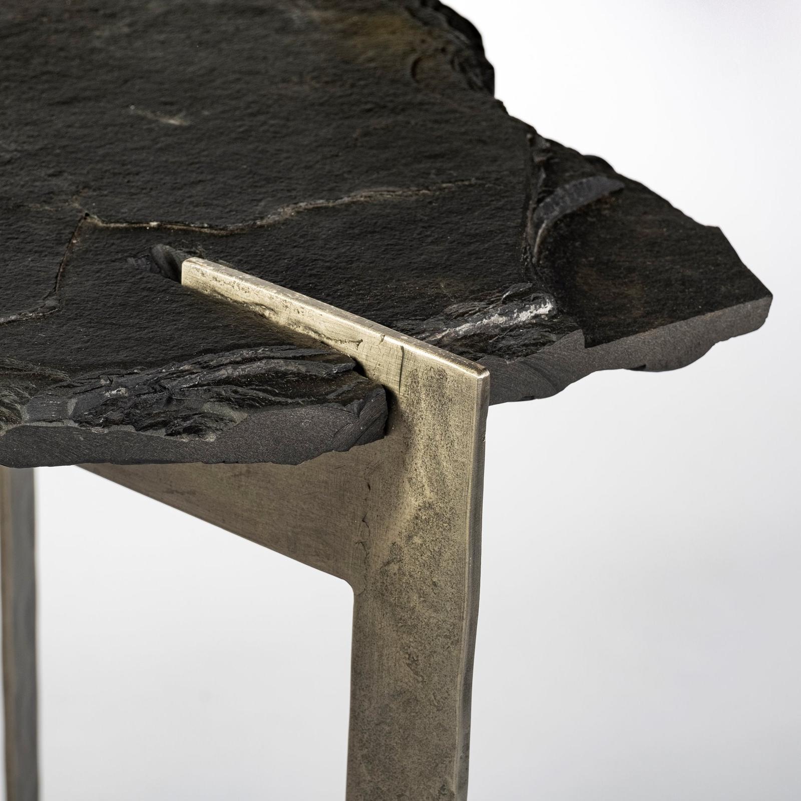 Mercana Shale Black Live-Edge Slate and Iron Console Table Clearance