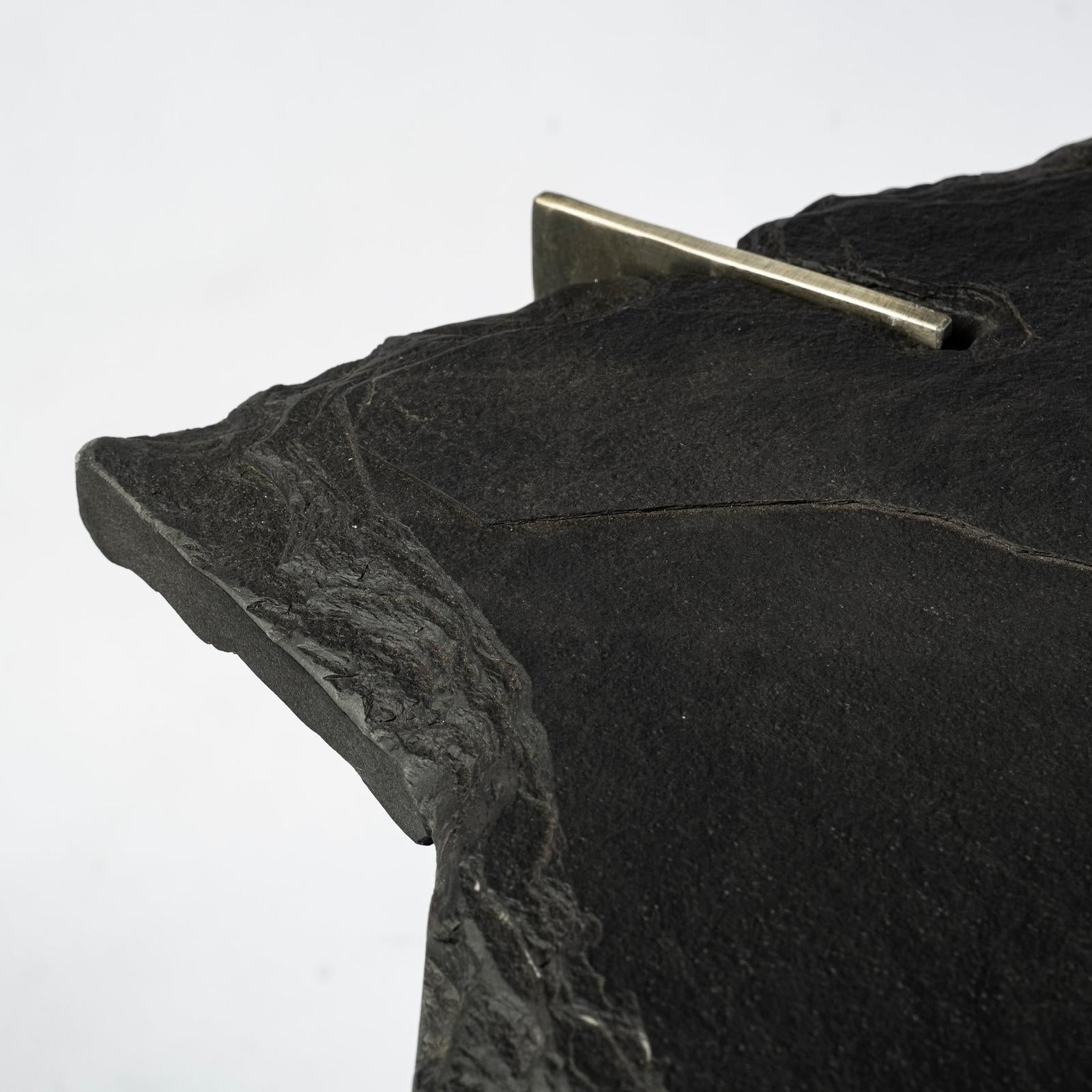 Mercana Shale Black Live-Edge Slate and Iron Console Table Clearance