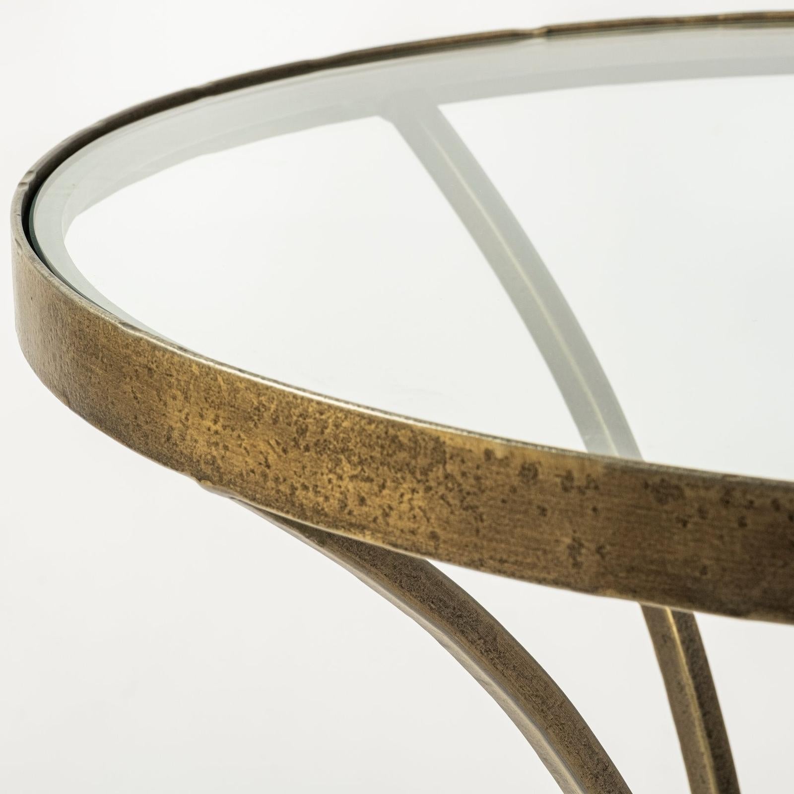 Mercana Jacinta Round Glass Top Metal and Marble Pedestal End/Side Table