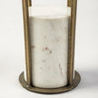 Mercana Jacinta Round Glass Top Metal and Marble Pedestal End/Side Table