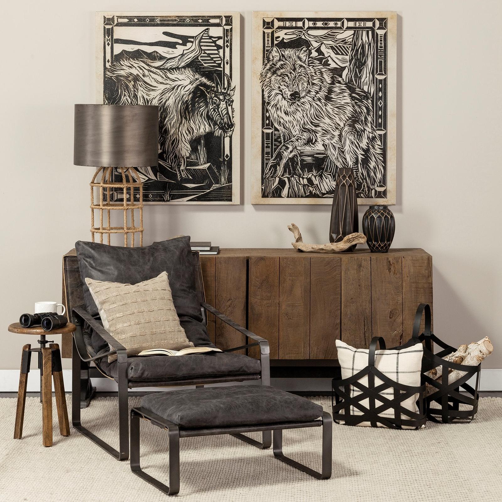 Mercana Hornet Leather Metal Frame Accent Chair