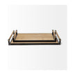Mercana Benson Brown Wood Black Metal Trays- Set of 2