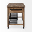 Mercana Stuart I Brown Solid Wood Top Two-Tier Black Metal Rolling Kitchen Island