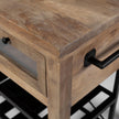 Mercana Stuart I Brown Solid Wood Top Two-Tier Black Metal Rolling Kitchen Island