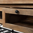 Mercana Stuart I Brown Solid Wood Top Two-Tier Black Metal Rolling Kitchen Island