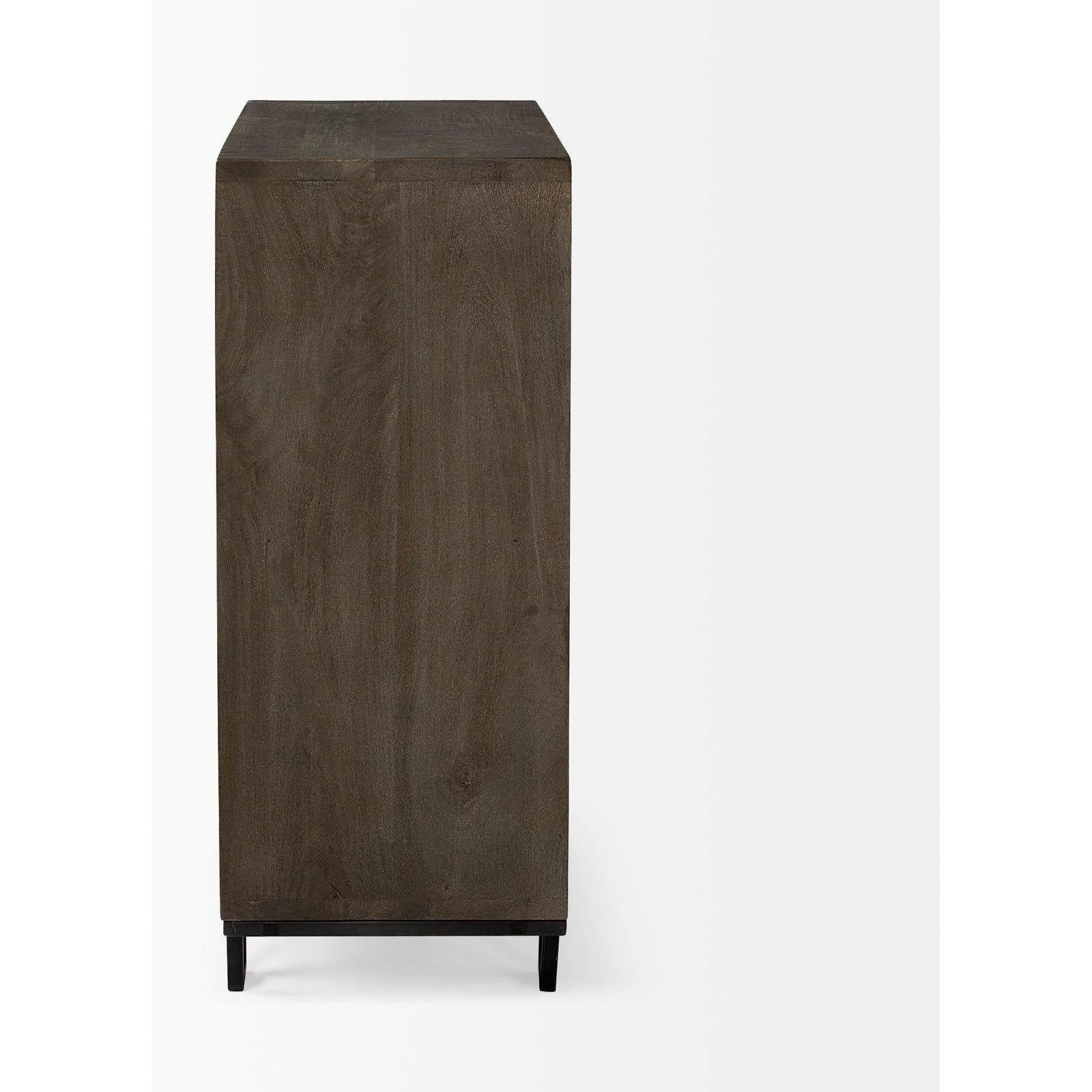 Mercana Argyle Dark Brown And Metal 2 Door Accent Cabinet Clearance