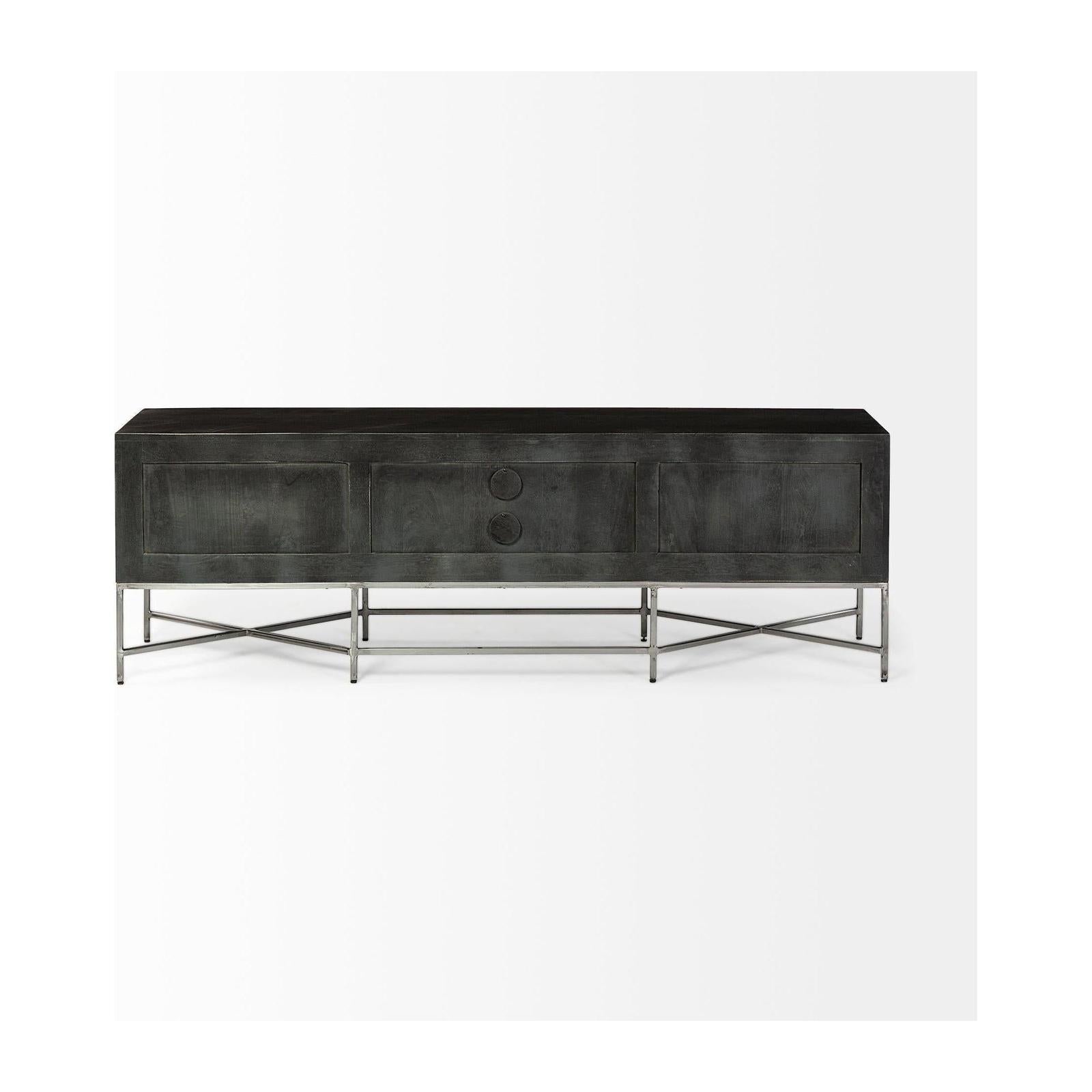 Mercana Hogarth I Dark Brown Solid Wood TV Stand Media Console with Storage, TV up to 81