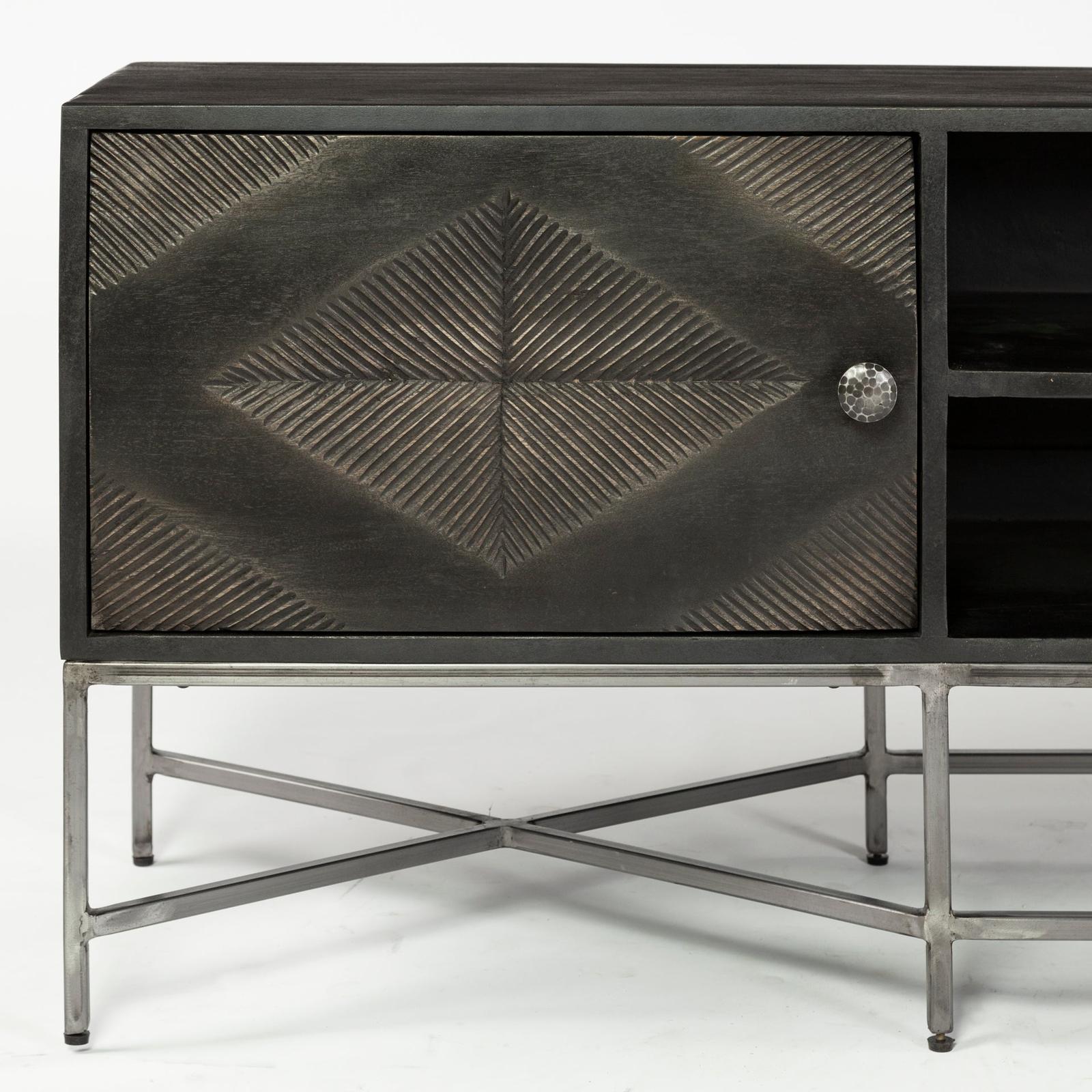 Mercana Hogarth I Dark Brown Solid Wood TV Stand Media Console with Storage, TV up to 81