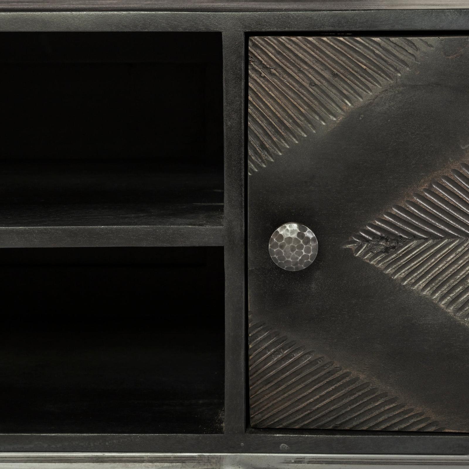 Mercana Hogarth I Dark Brown Solid Wood TV Stand Media Console with Storage, TV up to 81