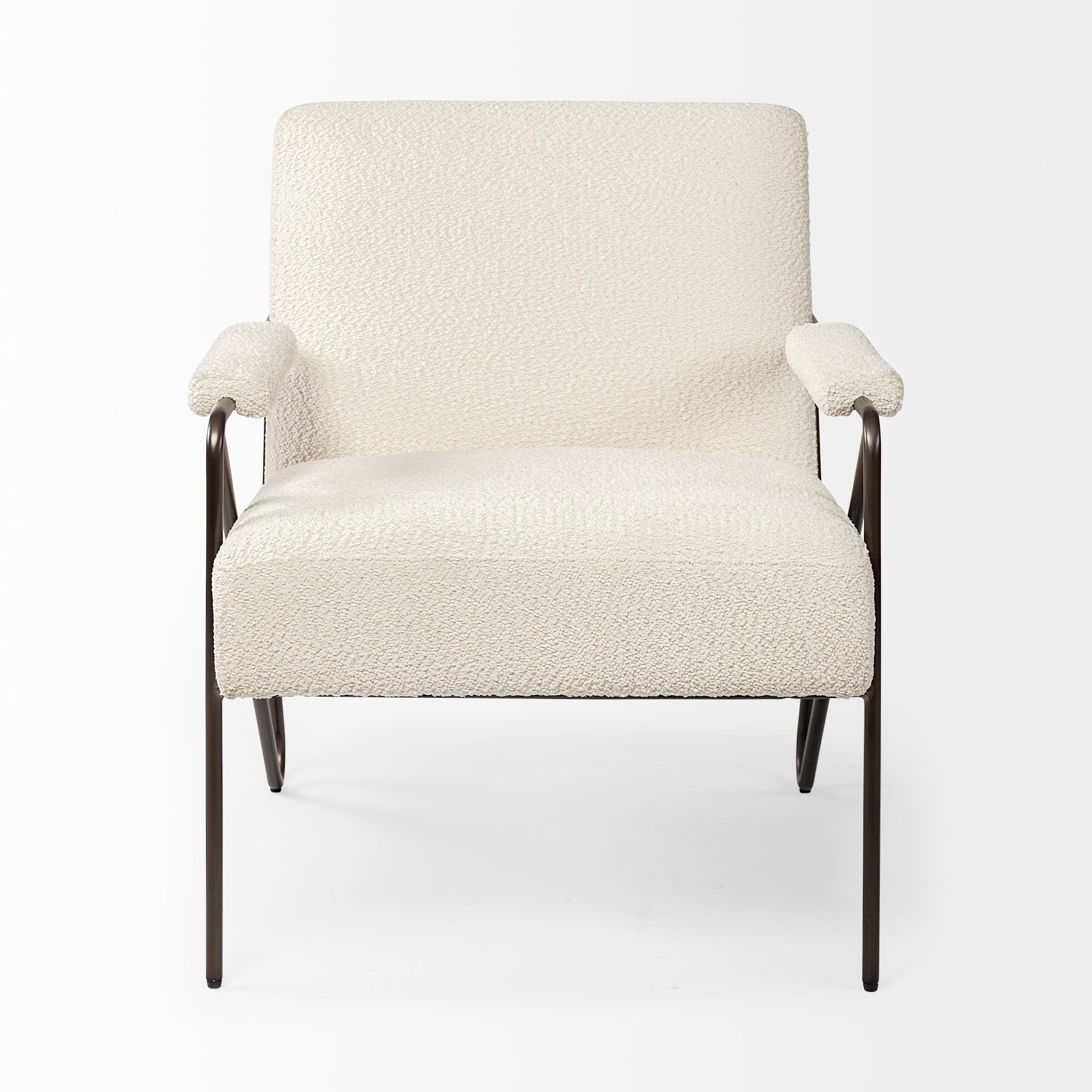 Mercana Vicunya Cream Fabric W/Gun Metal Gray Metal Frame Accent Chair
