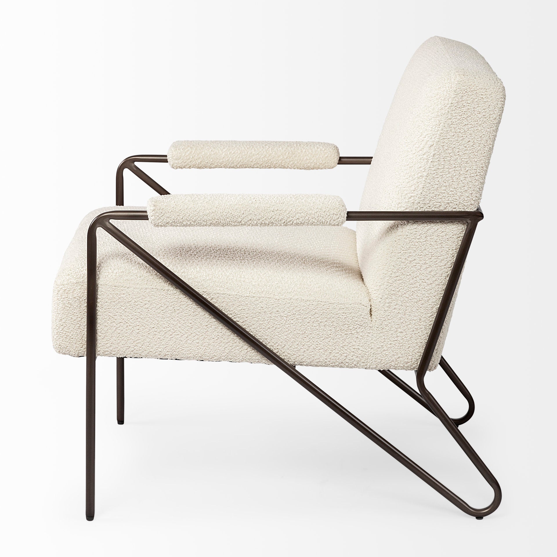 Mercana Vicunya Cream Fabric W/Gun Metal Gray Metal Frame Accent Chair