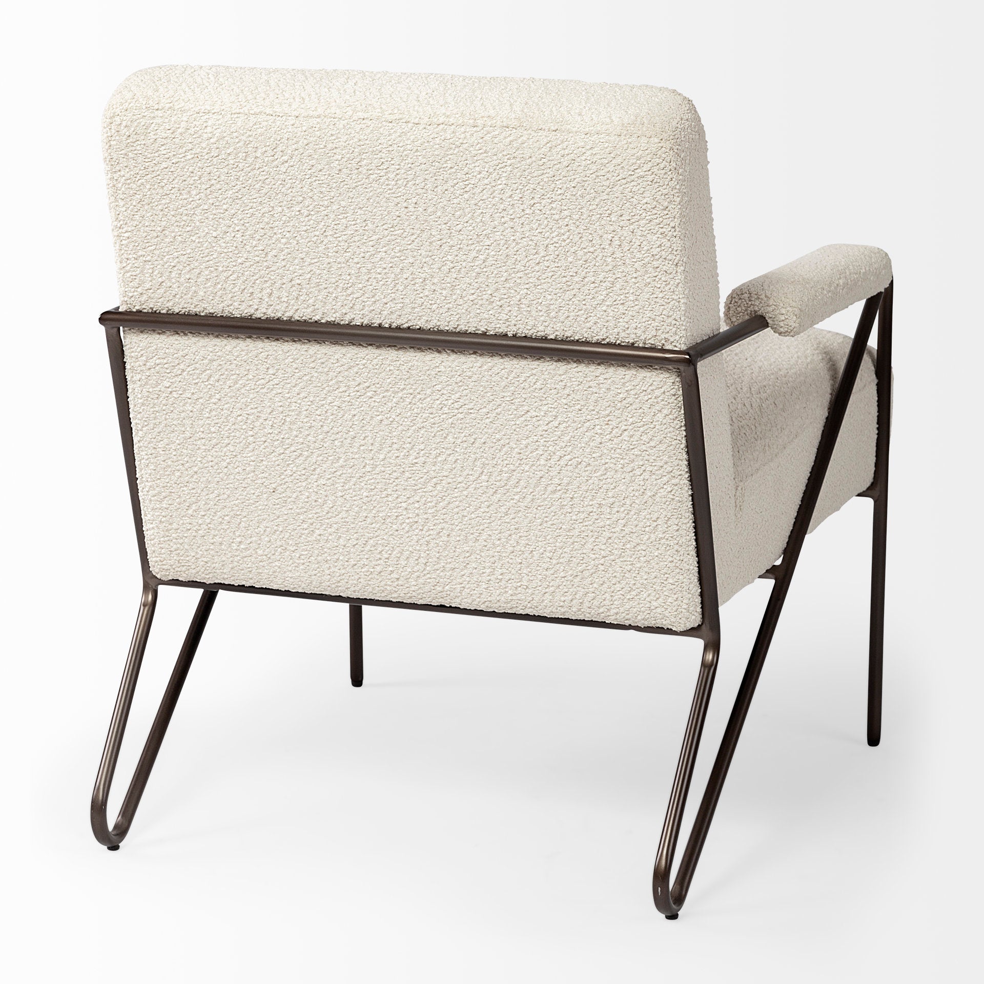 Mercana Vicunya Cream Fabric W/Gun Metal Gray Metal Frame Accent Chair