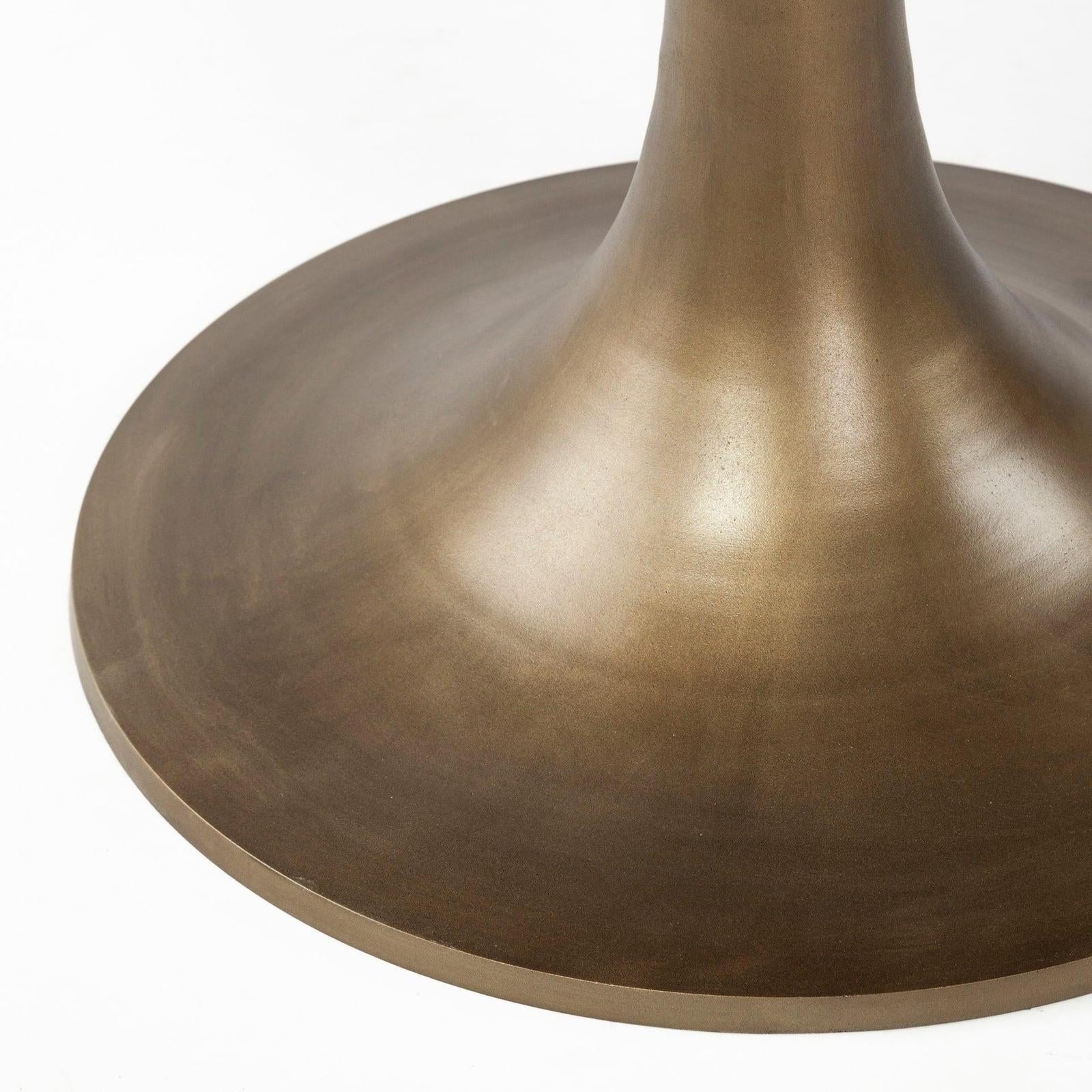 Mercana McLeod Round Brown Solid Wood Top Gold Metal Base Dining Table