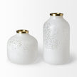 Mercana Pearl Short White Gold Rim Glass Vase Clearance