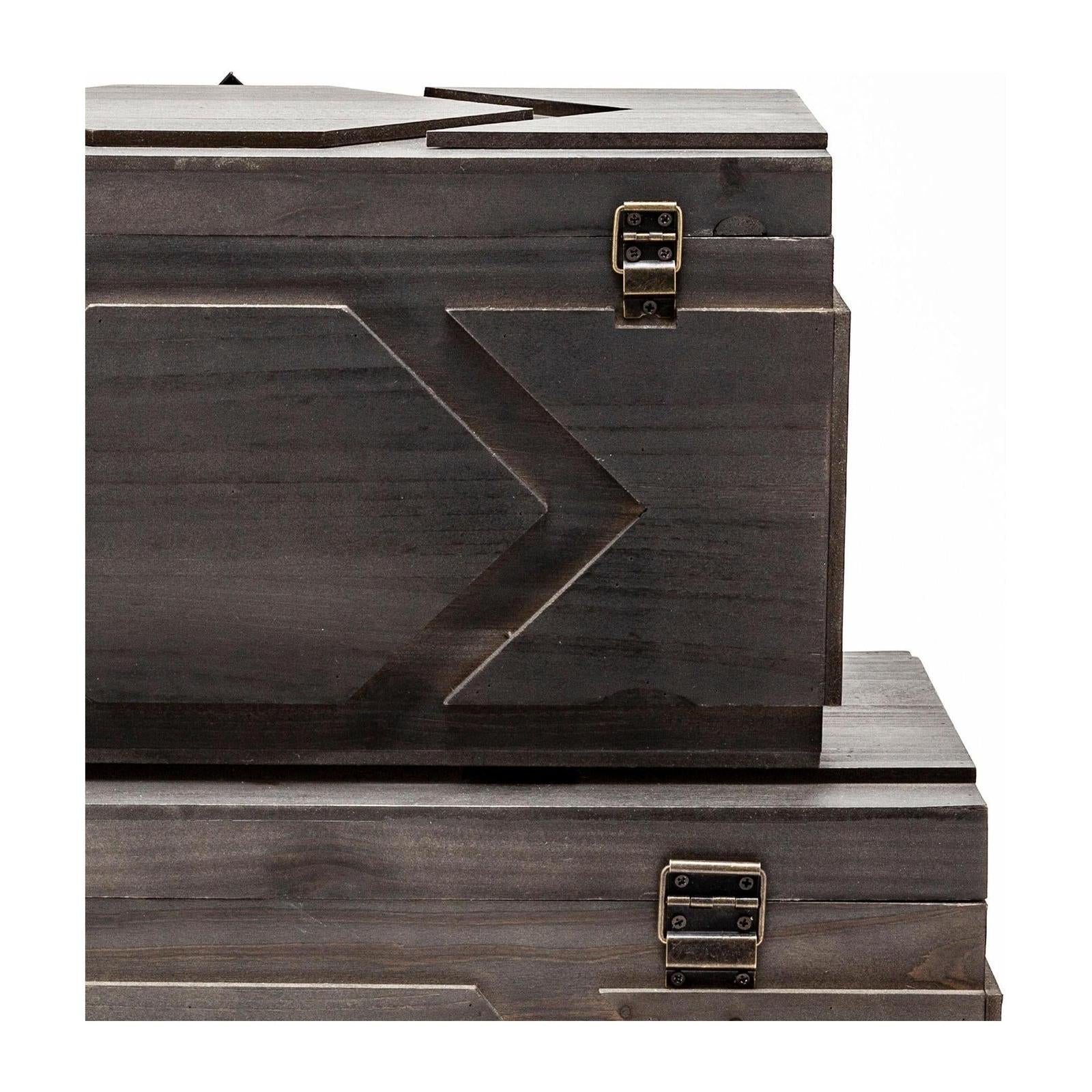 Mercana Cassia Brown Wooden Boxes- Set of 2